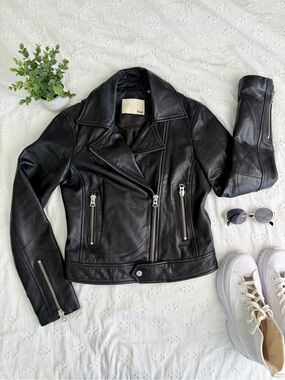 Wilfred Free Lambskin Leather Moto Jacket